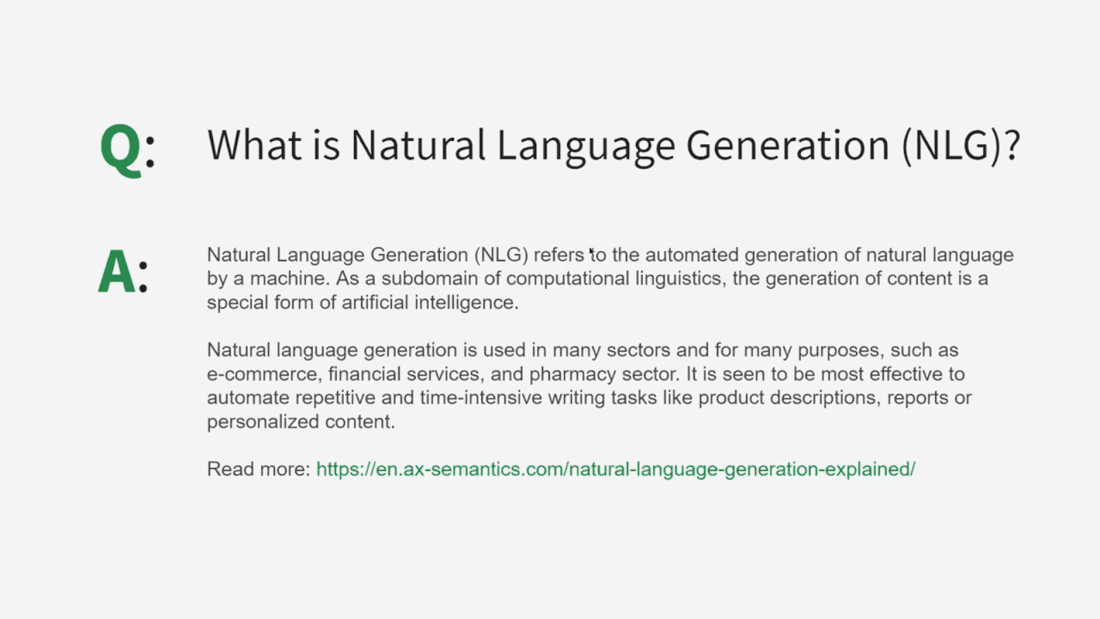 Natural language generation definition (Q&A)