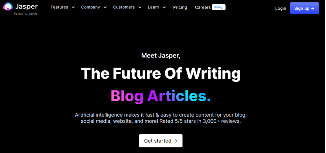 Jasper content marketing tool that uses an AI-powered interface